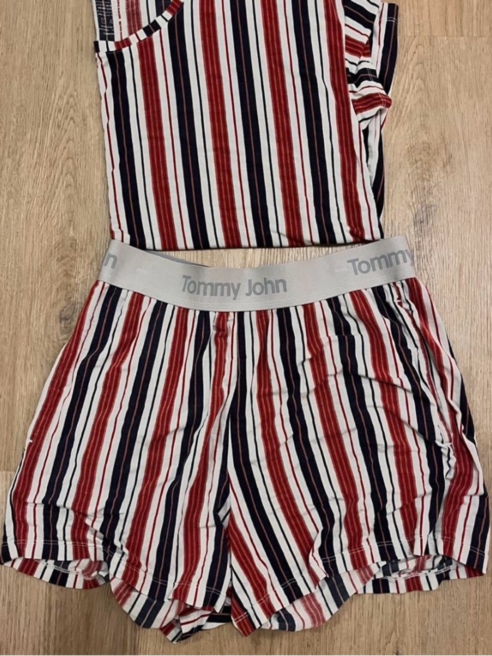 Tommy John Second Skin Red, Navy & White Striped Top and Shorts Set